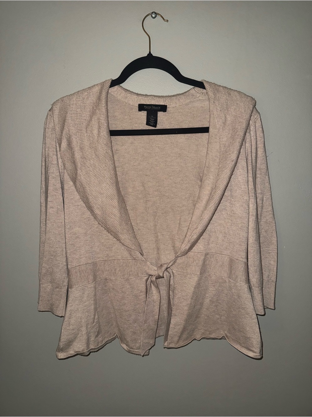 White House Black Market oat nude rayon top Open Front Sweater Women's M rayon